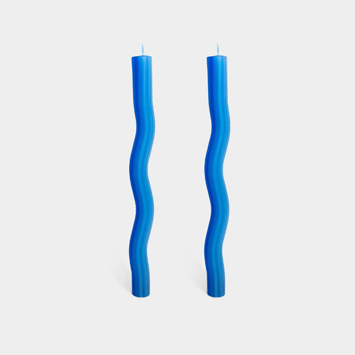 Wiggle Candles - Blue (2 Pack) - 11" Vibrant Taper Candles