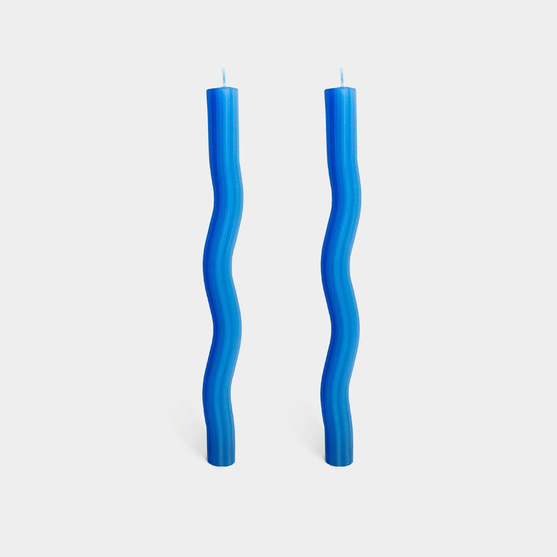 Wiggle Candles - Blue (2 Pack) - 11" Vibrant Taper Candles