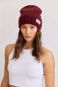The Mohair Beanie in Cherry Burgundy