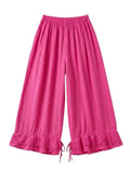 4029 WIDE LINEN PANTS WITH EYELET EMBROIDERY: CANDY