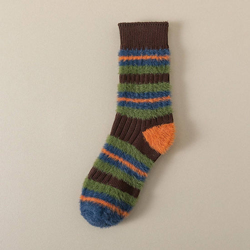 Multi Color fuzzy Striped Socks