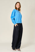 Navy Pinstripe Barrel Pants