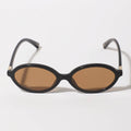 Black sunglasses with brown lenses on a white background