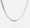 Kate- Herringbone Stainless Steel Necklace 14K- Widest: Silver