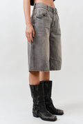 MAP3098 DENIM BERMUDA SHORTS WITH YOKE SEAM: CREAM / M