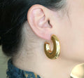 Chunky Elongated Hoops - Oversized Thick Oval Hoop Earrings: Yellow Gold