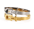  Buckle Bangle Bracelet- Hinged- Stainless Steel - Cuff : Silver