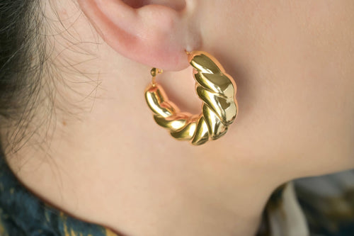 Oversized Chunky Croissant Hoops - Thick Lightweight Hoops: Yellow Gold