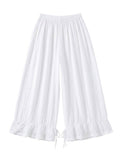 4029 WIDE COTTON PANTS WITH EYELET EMBROIDERY: ROYAL
