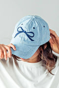 Bow Baseball Cap in Denim