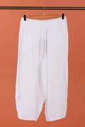 Linen Barrel Pant in White