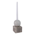 Decorative candle holder with marble base and sphere on a white background