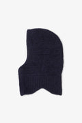 Dark blue knitted balaclava on a white background
