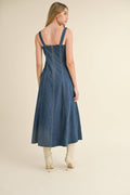 PANELED DENIM LONG DRESS