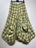 6633C LINEN SKIRT WITH POCKETS, VICHY CHECK PATTERN: Yellow