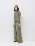 The Cooper Top | Striped T-Shirt Contrast with Neck Band: BROWN/WHITE / SMALL