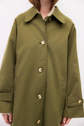 Olive Pointed Collar Trench Coat