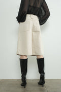 MAP3098 DENIM BERMUDA SHORTS WITH YOKE SEAM: CREAM / M