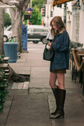 J6101   STRIPED PATTERN INDIGO DENIM BARN JACKET: INDIGO DENIM / S