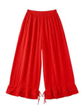 4029 WIDE COTTON PANTS WITH EYELET EMBROIDERY: ROYAL