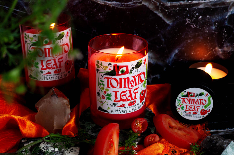 Tomato Leaf Candle in Red