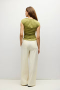 Keyhole Raglan Knit Top in Moss