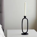 Metal Oval Sculpture Taper Candle Holder 10 in.