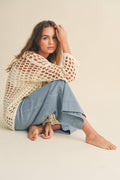 Crochet Knitted Tunic Top: Cream