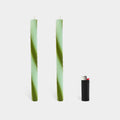 Rope Candles - Green (2 Pack) - 11" Vibrant Taper Candles