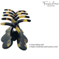 French Amie Crown Wave Small 2.5” Cellulose Handmade Interlocking Hair Claw: Silver Onyx Grey