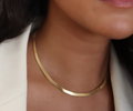 Kate- Herringbone Stainless Steel Necklace 14K- Widest: Yellow Gold