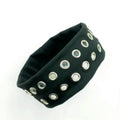 Elastic Fabric With Eyelets Punk Headwrap_CWAHA6306: Black / (OS) 1