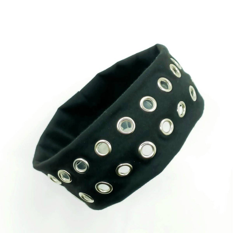 Elastic Fabric With Eyelets Punk Headwrap_CWAHA6306: Black / (OS) 1