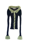 Stahl Knit Sheer Fur Trim Cardigan