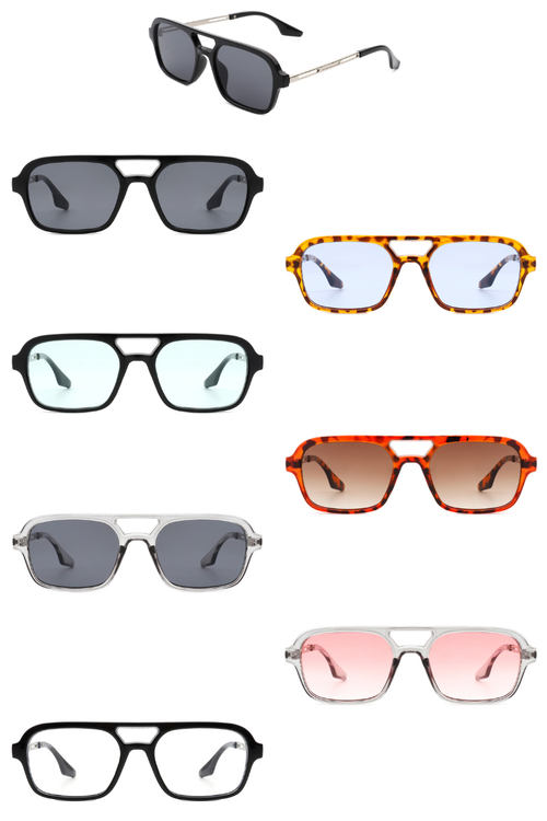 Retro Square Brow-Bar Fashion Aviator Style Sunglasses: No Packaging