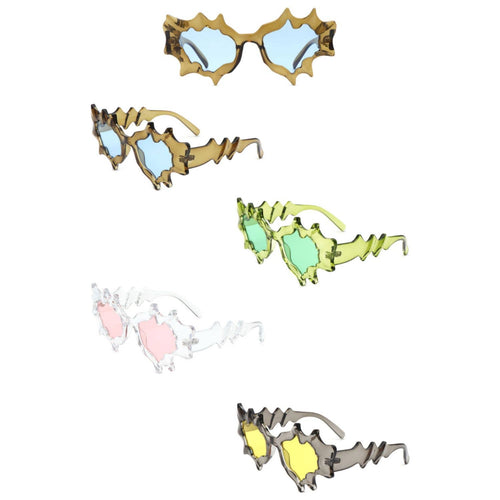 Irregular Spiky Round Tinted Geometric Novelty Sunglasses: No Packaging