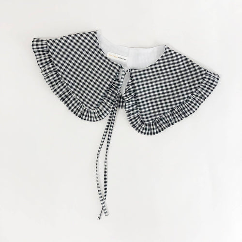Black Cotton Gingham Detachable Collar, Oversized Collar: Wide